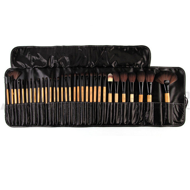 32Pcs Raw Wood Makeup Brushes Professional Cosmetic Tools Set