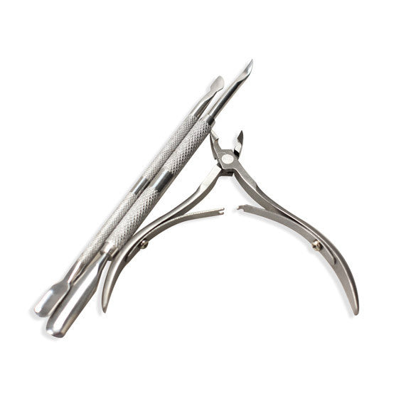 3Pcs Stainless Steel Cuticle Care Nippers Clipper Scoop Pusher Tool
