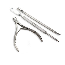 3Pcs Stainless Steel Cuticle Care Nippers Clipper Scoop Pusher Tool