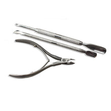 3Pcs Stainless Steel Cuticle Care Nippers Clipper Scoop Pusher Tool