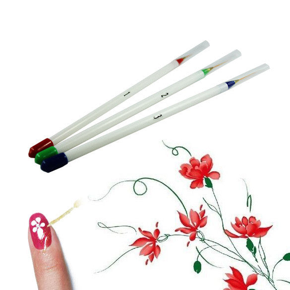 3X Nail Art Acrylic Tips Liner Drawing Brush Pen Paint