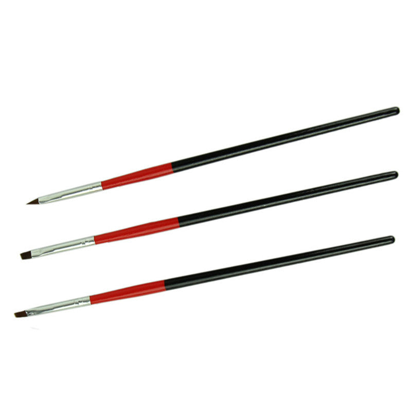 3pcs/lot Red Soft Professional Pen Nail Art Brushes Tool Set Handmade Beauty for Women Girls