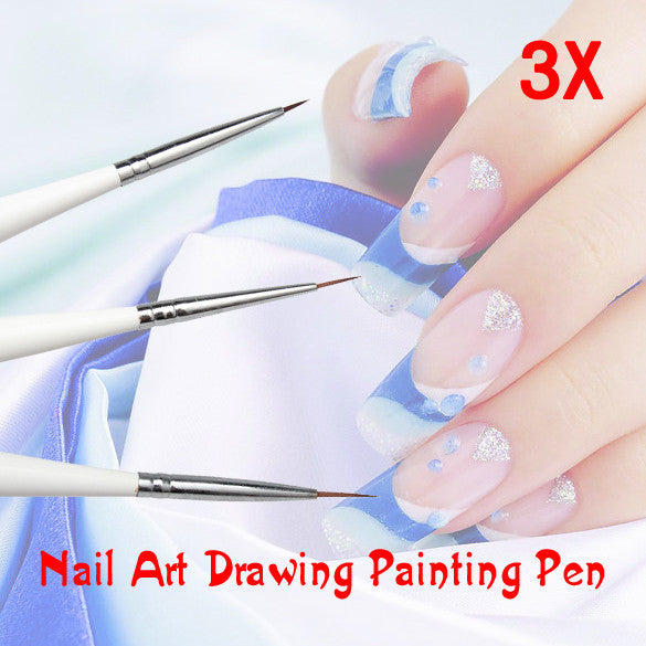 3x Line Scanning Pen Drawing Painting Pen Set Design Brush Acrylic Nail Art