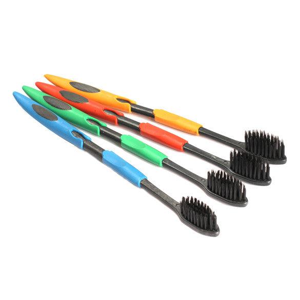 4PCS Double Ultra Soft Toothbrush Bamboo Charcoal Nano Brush Oral Care Color Send at Random