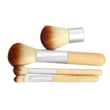 4pcs Earth-Friendly Bamboo Makeup Brush Set Cosmetic Kit Powder Eyebrow Brush