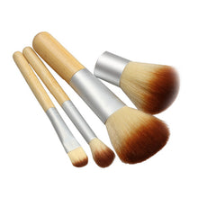 4pcs Earth-Friendly Bamboo Makeup Brush Set Cosmetic Kit Powder Eyebrow Brush