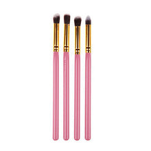 4pcs Professional Foundation Blush Blending Eyeshadow Makeup Brush Cosmetics Flat Round Angled Tapered Top Brush