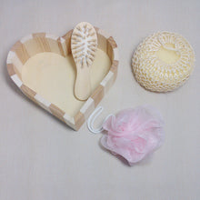 4pcs Soft Exfoliating Back Spa Scrubber Bath Ball + Massage Comb + Shower Sponge + Wood Box Set