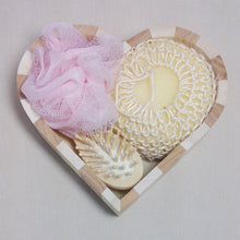 4pcs Soft Exfoliating Back Spa Scrubber Bath Ball + Massage Comb + Shower Sponge + Wood Box Set