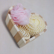 4pcs Soft Exfoliating Back Spa Scrubber Bath Ball + Massage Comb + Shower Sponge + Wood Box Set