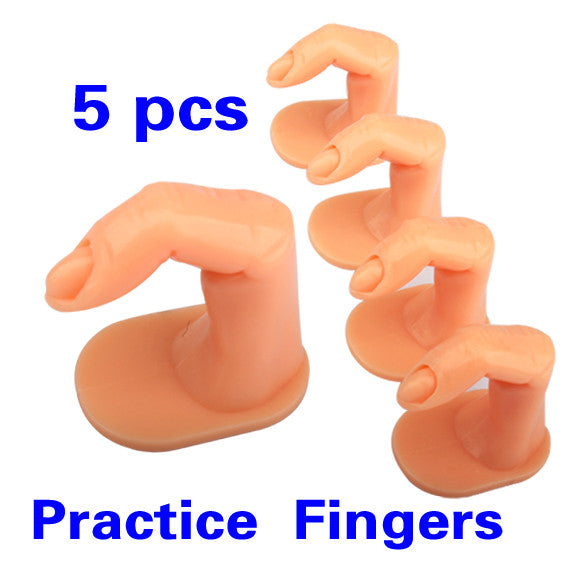 5 Pcs Fake Fingers Model Practice Training Nail Art False Tips Display Tool