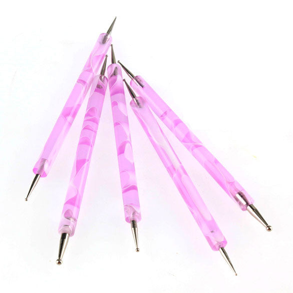 5 Pcs New Marbleizing Tool DIY Decoration Pink Nail Dotting Pen