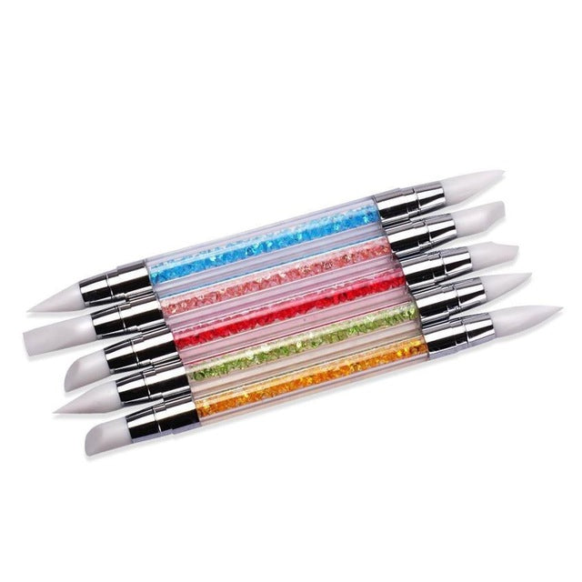 5 Pcs Pencil Strass Head Nail Art Brush Nail Silicone Brushes With Acrylic Strap Acrylic + Silica Gel Material Anne