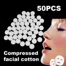 50Pcs Facial Face Cotton Mask Natural Compressed F1 Dried form and convenient to carry