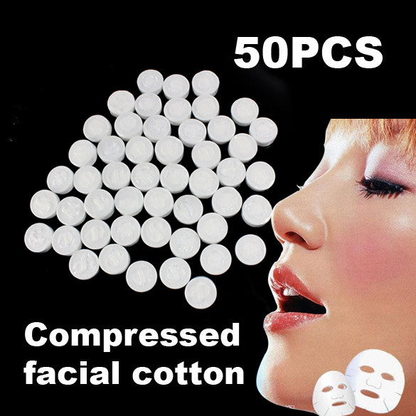 50Pcs Facial Face Cotton Mask Natural Compressed F1 Dried form and convenient to carry