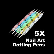 5PCS Nail Art Tool Dotting Painting Marbleizing Pen Double End