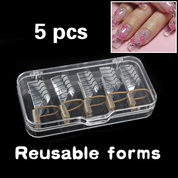 5pcs Nail Forms UV Gel Tool Acrylic French Tips Reusable Art