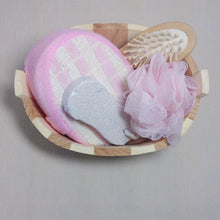 5pcs Soft Exfoliating Back Spa Scrubber Bath Ball + Massage Comb + Shower Sponge + Wood Box + Pumice Stone Set