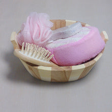 5pcs Soft Exfoliating Back Spa Scrubber Bath Ball + Massage Comb + Shower Sponge + Wood Box + Pumice Stone Set