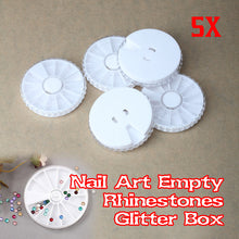 5x Nail Art Tip Case Nail Art Box Wheel Empty Rhinestones Glitter J