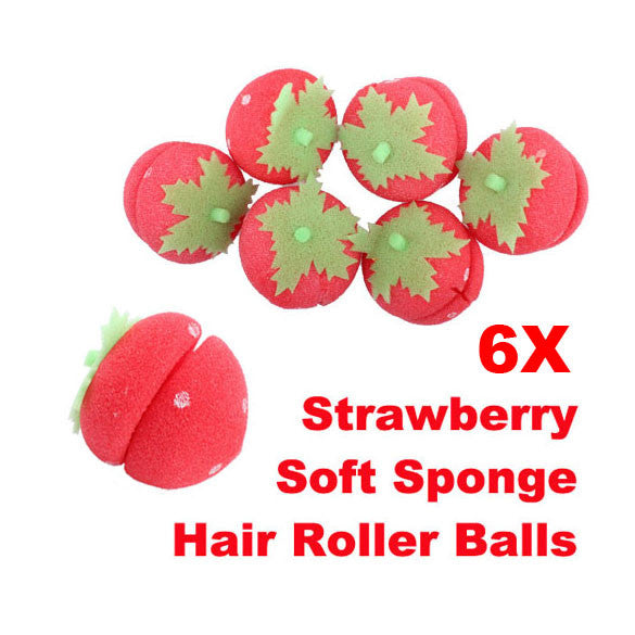 6Pcs Magical Strawberry Sponge Ball for Hair Curling never make any damage to your hair