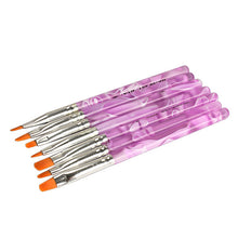 7PCS Acrylic UV Gel Nail Art Tips Painting Brush Pen Builder Handle Tool Purple handle