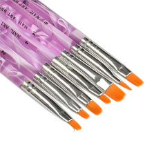 7PCS Acrylic UV Gel Nail Art Tips Painting Brush Pen Builder Handle Tool Purple handle