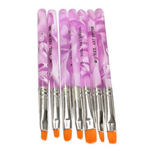 7PCS Acrylic UV Gel Nail Art Tips Painting Brush Pen Builder Handle Tool Purple handle