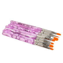 7PCS Acrylic UV Gel Nail Art Tips Painting Brush Pen Builder Handle Tool Purple handle