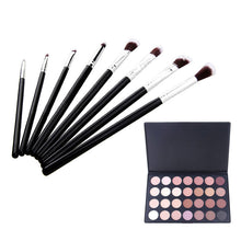 8PCS Make Up Brushes Set + 28 Color Neutral Warm Eyeshadow Palette Eye Shadow Make Up Kit
