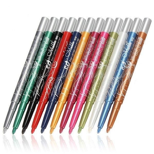 AU STOCK 12 Color Eyeliner Pencil Cosmetic Makeup Pen Set Eye Shadow Glitter NEW