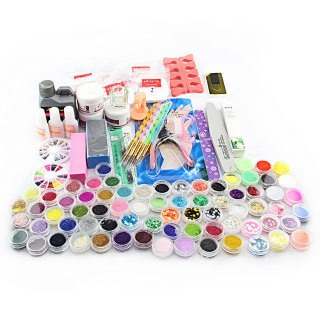 Acrylic Powder Liquid Brush Glitter Clipper Primer File Nail Art Tips Tools 28 in 1 Set
