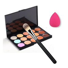 Add fresh color to your face 15 Color Concealer Palette + Makeup Brush + Sponge Puff Makeup Contour Palette Anne