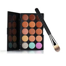 Add fresh color to your face 15 Color Concealer Palette + Makeup Brush + Sponge Puff Makeup Contour Palette Anne