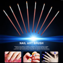 Anti-slip handle, soft hair 8Pcs Nail Art Liner Brush Drawing Pen Wooden Handle Manicure Tool Anne