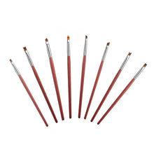 Anti-slip handle, soft hair 8Pcs Nail Art Liner Brush Drawing Pen Wooden Handle Manicure Tool Anne