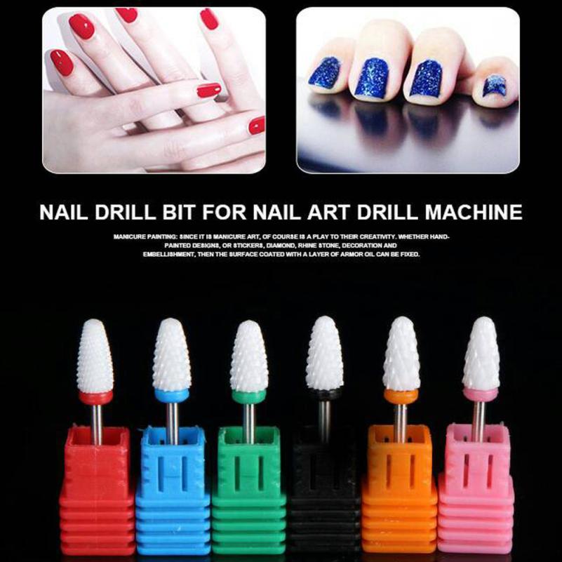 Approx. 7 * 1 * 1cm New Designed 6PC Manicure Drill Accessories Ceramic Nail Drill Bit Dead Skin Nail Polish Tool Anne