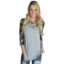 Autumn 2016 Women Basic T Shirts Long Sleeved Casual Loose Camouflage Splice O Neck Pullover Tops Women T Shirt Female