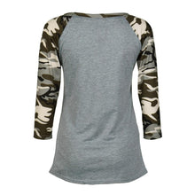 Autumn 2016 Women Basic T Shirts Long Sleeved Casual Loose Camouflage Splice O Neck Pullover Tops Women T Shirt Female