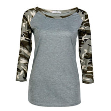 Autumn 2016 Women Basic T Shirts Long Sleeved Casual Loose Camouflage Splice O Neck Pullover Tops Women T Shirt Female