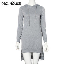 Autumn 2016 Women Hooded Sweatshirt Dress Loose Casual Long Sleeve Irregular Pullover Pockets Vestidos Casuales De Mujer#C818