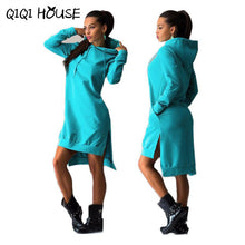 Autumn 2016 Women Hooded Sweatshirt Dress Loose Casual Long Sleeve Irregular Pullover Pockets Vestidos Casuales De Mujer#C818