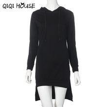 Autumn 2016 Women Hooded Sweatshirt Dress Loose Casual Long Sleeve Irregular Pullover Pockets Vestidos Casuales De Mujer#C818