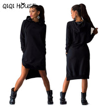 Autumn 2016 Women Hooded Sweatshirt Dress Loose Casual Long Sleeve Irregular Pullover Pockets Vestidos Casuales De Mujer#C818