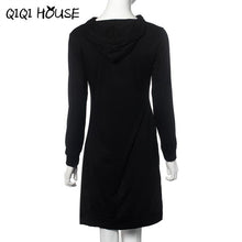 Autumn 2016 Women Hooded Sweatshirt Dress Loose Casual Long Sleeve Irregular Pullover Pockets Vestidos Casuales De Mujer#C818