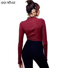 Autumn 2016 Women Sexy Chocker V-Neck Bodysuit Tops Basic Long Sleeve Blouse Hollow Out Top Ropa Mujer#C923