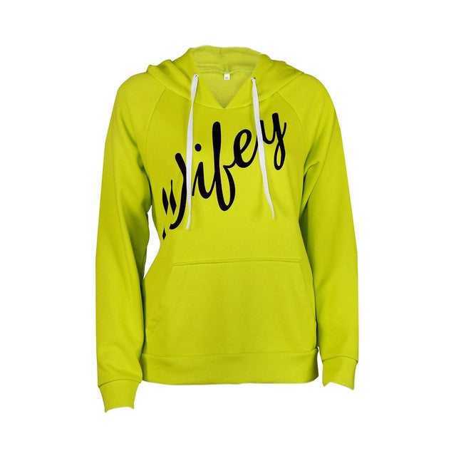 Autumn 2016 Women Velvet Hooded Sweatershirt Fluorescent Green Unsix Long Sleeve Print Letter Blouse Chandal Mujer Completo#A910