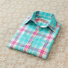 Autumn Female Plaid Blouses Long Sleeve Fashion Blusas Femininas Tops Turn-down Collar Shirt With Button 71639