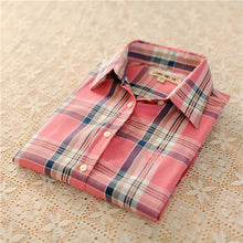 Autumn Female Plaid Blouses Long Sleeve Fashion Blusas Femininas Tops Turn-down Collar Shirt With Button 71639