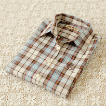 Autumn Female Plaid Blouses Long Sleeve Fashion Blusas Femininas Tops Turn-down Collar Shirt With Button 71639